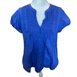 St. John’s Bay classic blue cotton top with stitching detail L